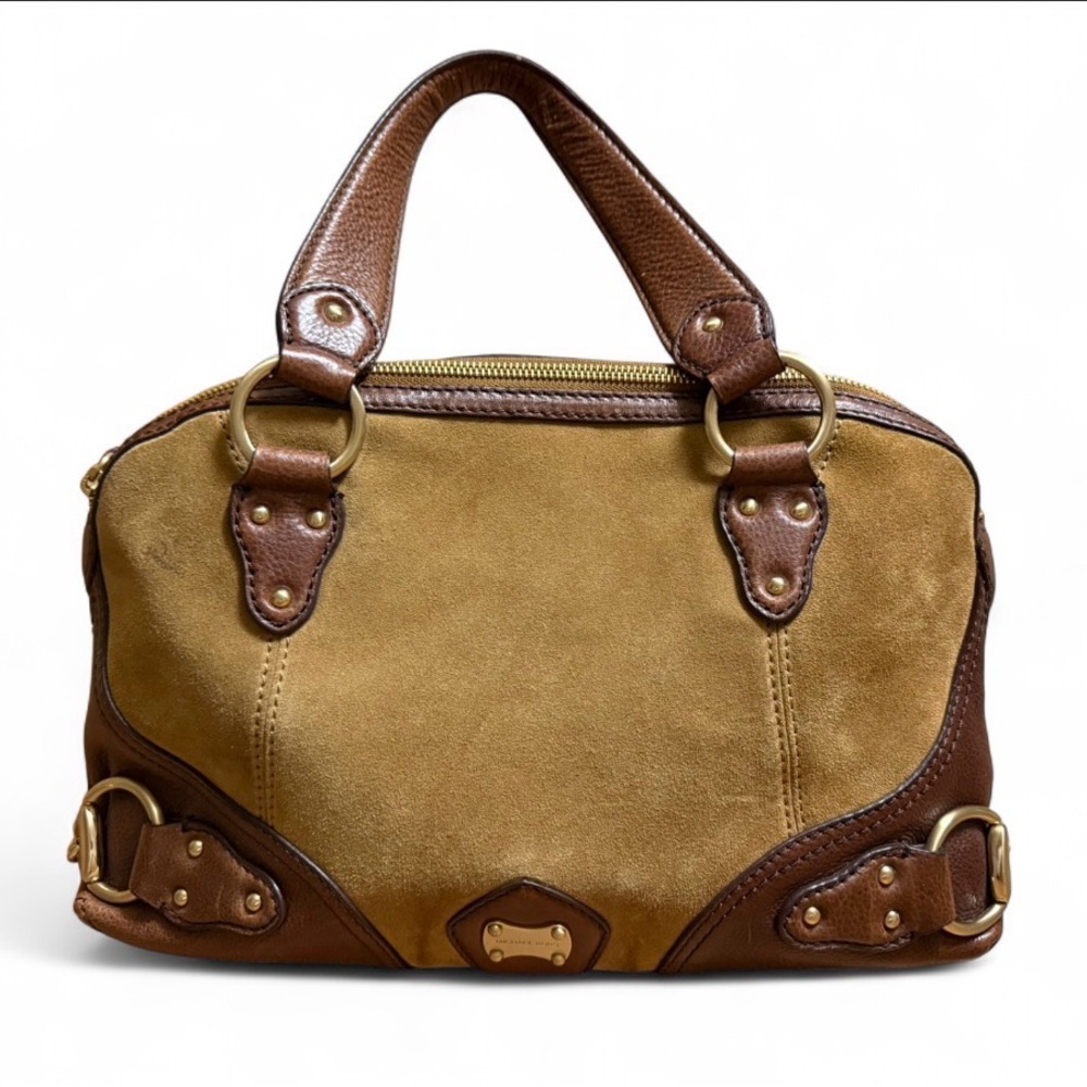 Michael Kors Brown Suede & Leather Satchel Bag Gold Hardware MK Handbag